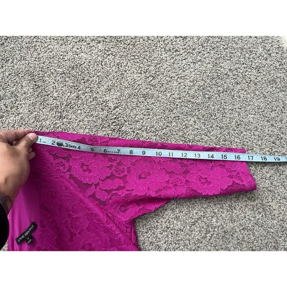 Lane Bryant Floral Lace Fit & Flare Dress Size 16 Midi Magenta Romantic Cocktail - Picture 9 of 10